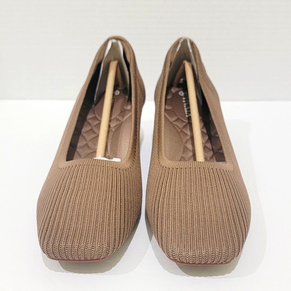Vivaia Melody Pro Heels Women's 36.5 US 6 Square Toe Chunky Espresso Brown Pumps
